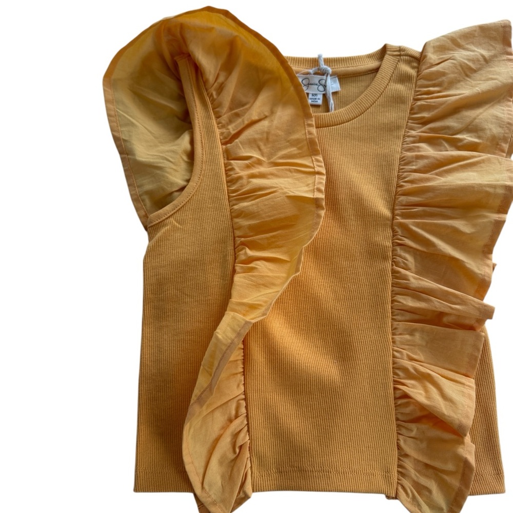Kids Ruffled Orange Top - Picture 2 of 9